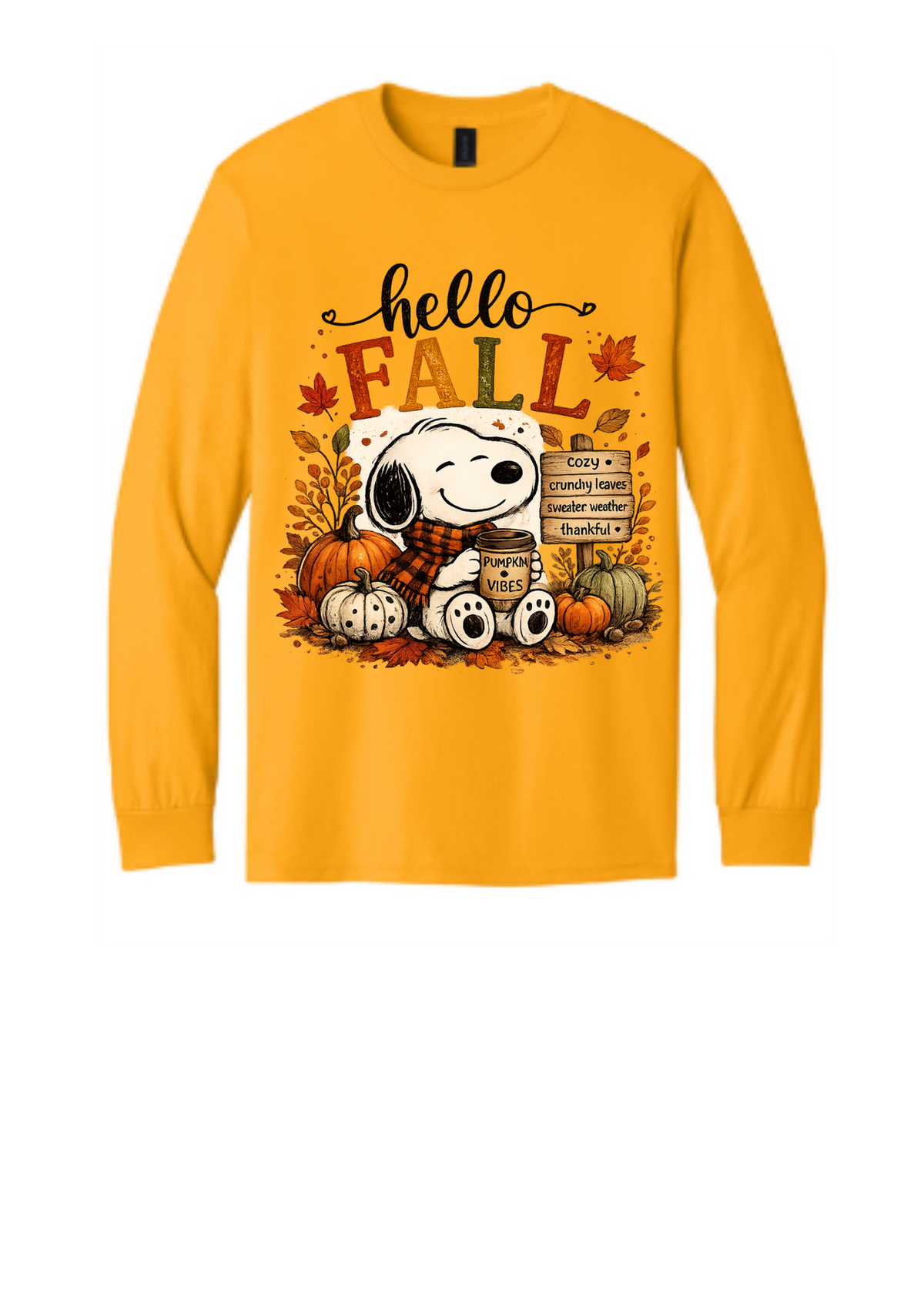 'Gold Long Sleeve Dog w/Paw prints