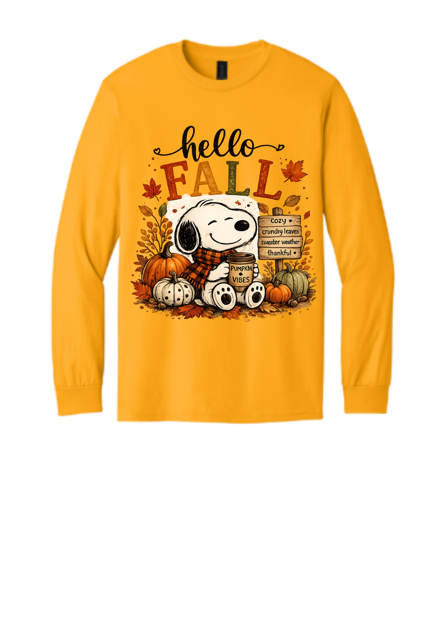 'Gold Long Sleeve Dog w/Paw prints