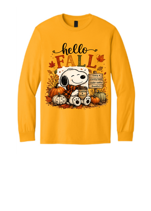 'Gold Long Sleeve Dog w/Paw prints